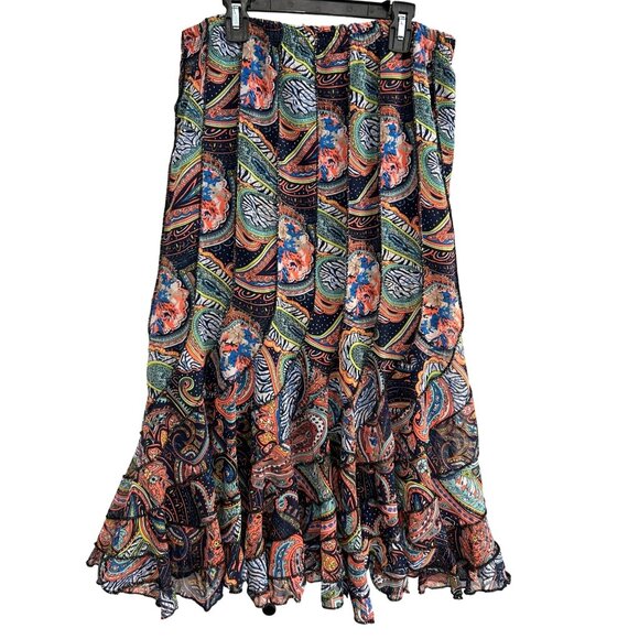 Lucky & Coco Womens Paisley Ruffle Skirt M - Picture 1 of 8